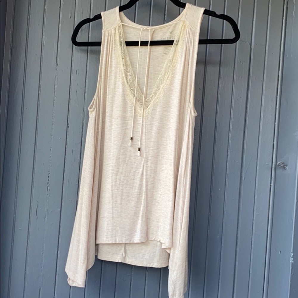 AE tan tank w lace cutout